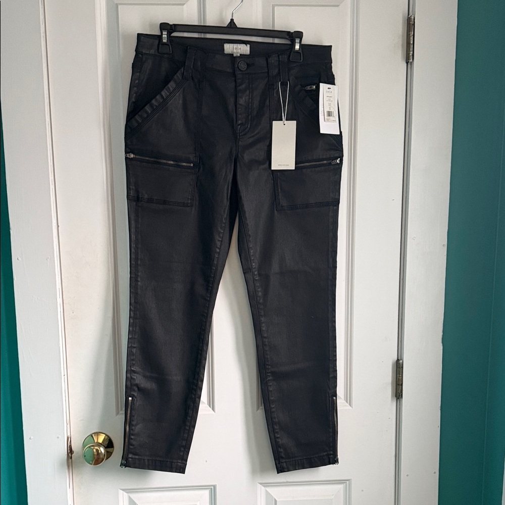 Joie Caviar Park Skinny Coated Biker Pants